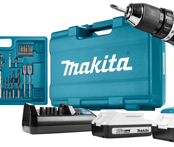 Makita HP457DWE10 Akku-Schlagbohrschrauber 2-Gang mit 74-tlg. Zubehör-Set