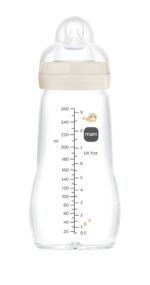 MAM Glasflasche 260 ml mit Silikon-Sauger – Babyflaschen für 2–4 Monate