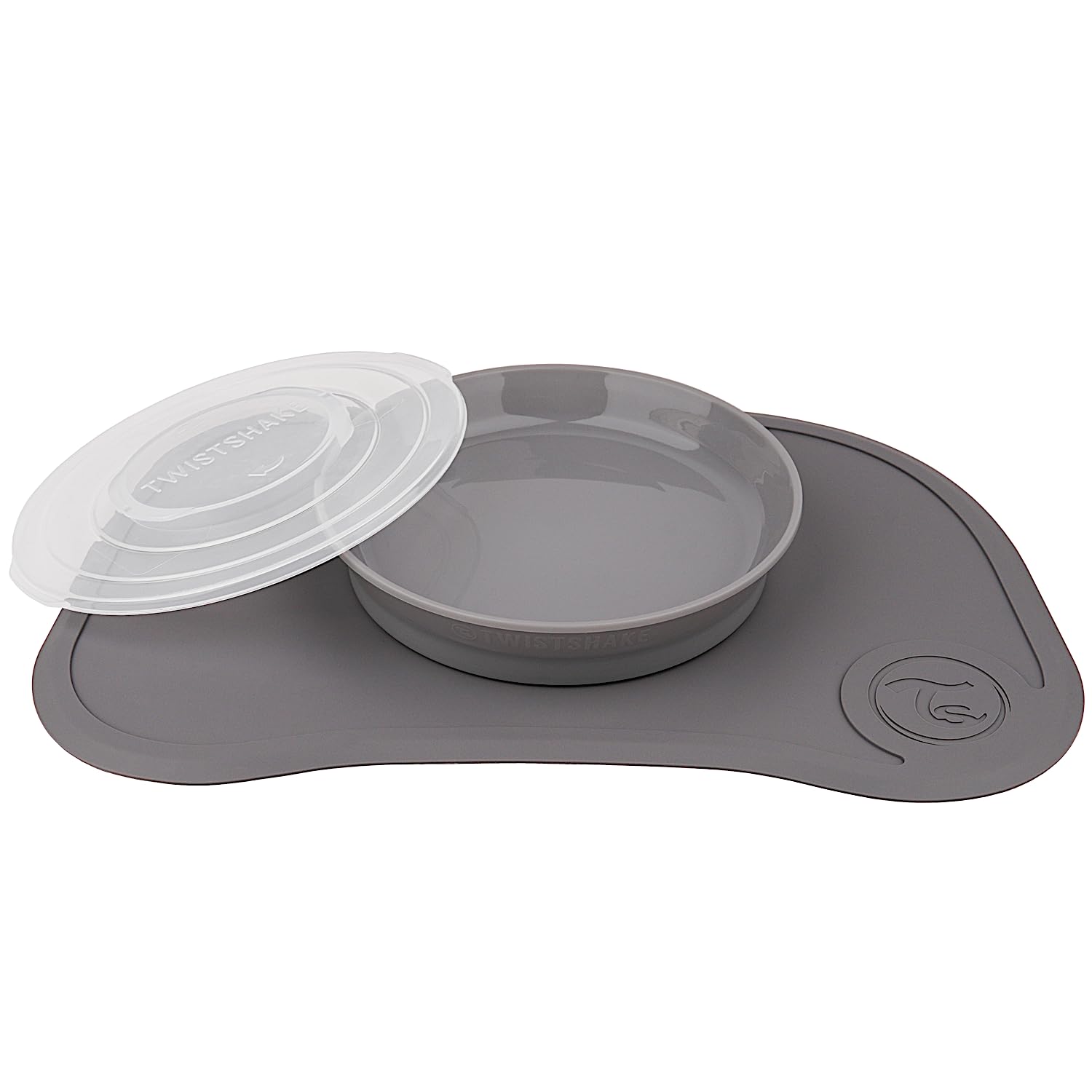 Twistshake Click-Mat Mini Grau – Anti-Rutsch-Geschirrset für Babys ab 6 Monaten