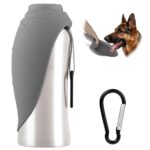 Vsshe 700 ml Hunde Trinkflasche mit Faltnapf – Auslaufsicher für Wanderungen & Camping
