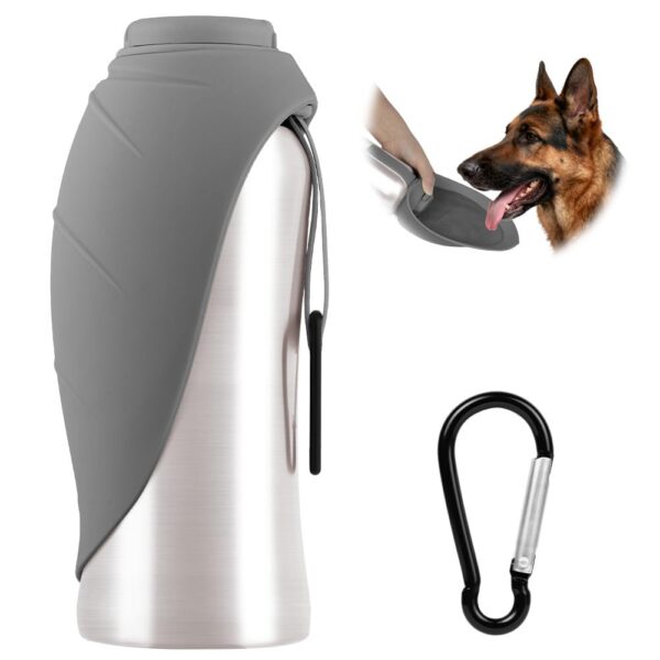 Vsshe 700 ml Hunde Trinkflasche mit Faltnapf – Auslaufsicher für Wanderungen & Camping