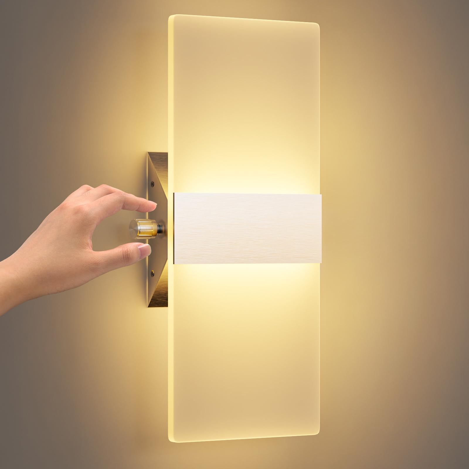 ChangM LED Wandleuchte 12W mit Drehschalter – Warmweiss Innenleuchte für jeden Raum