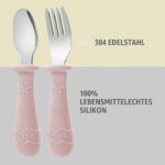 PandaEar Baby Geschirrset 6-teilig – Silikon Kinderteller mit Saugnapf & Edelstahl-Besteck – Bild 4