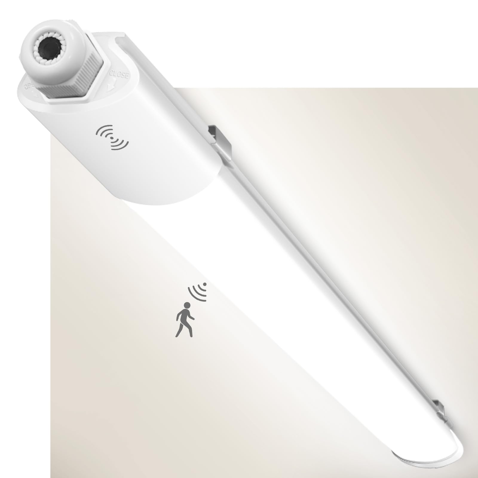 zemty 120cm LED Feuchtraumleuchte mit Bewegungsmelder – 3960 Lumen IP65 für Garage & Keller
