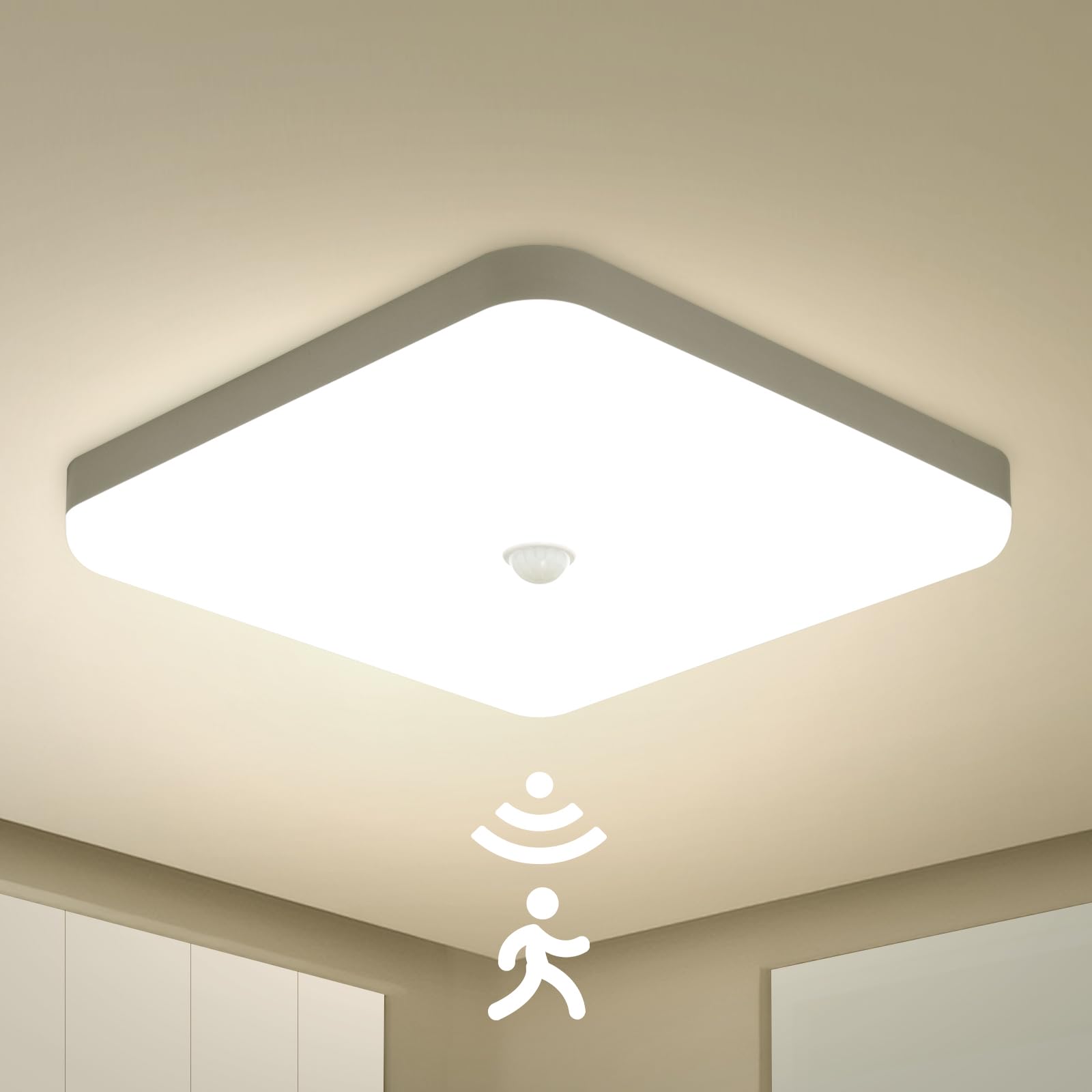 30W LED Deckenleuchte mit Bewegungsmelder – 2400 Lumen Neutralweiss für Innen