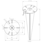 TRIBECCO Einschlag-Erdspieß Ø 116 x 300 mm – Bodenanker für Gartenlampen mit Kabelführung – Bild 2