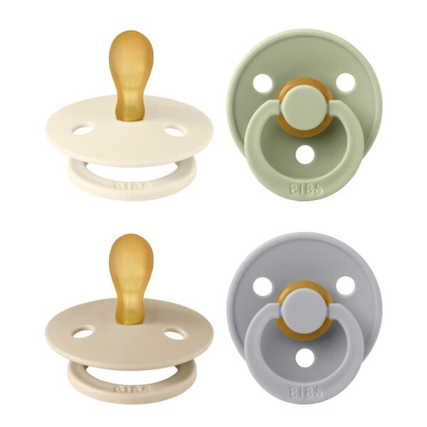 BIBS Colour Schnuller 0-6 Monate, 4er-Pack Cloud Mix – Symmetrischer Naturkautschuk