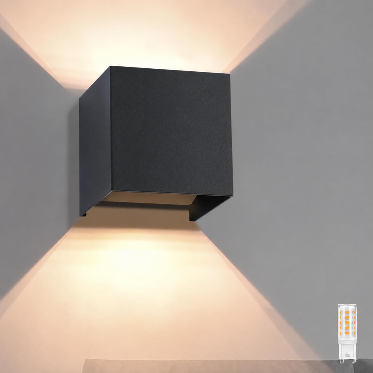 Homefire LED Wandleuchte IP65 Schwarz – Up/Down Aussenleuchte mit verstellbarem Strahl