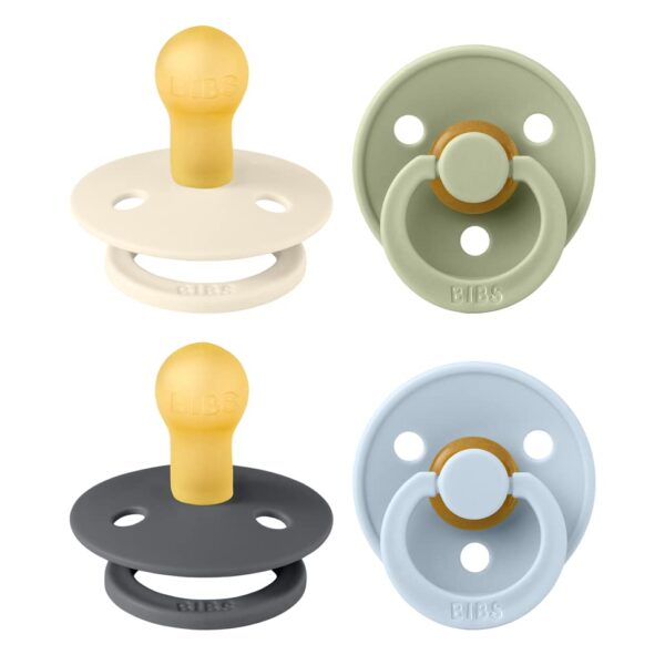 BIBS Colour Schnuller 0-6 Monate, 4er-Pack – Naturkautschuk, Dänemark, BPA-frei