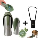 SAMARCH Hunde Trinkflaschen Set 800ml – Edelstahl Wasserflasche mit Silikon Napf & Tasche – Bild 2