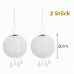 YIFMOO Solar Lampions 20 cm – Wetterfeste LED Aussenlaterne mit Warmweissl (2er Set) – Bild 2