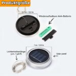 KBIBCK 6er Set Solar Mason Jar Deckel mit 30 LED – Warmweiss Gartenleuchten für aussen – Bild 2