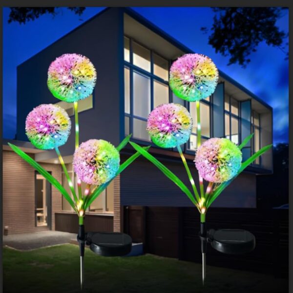 Hqynss Solar-Löwenzahnleuchten 2er-Set – Farbwechsel RGB-LED für Garten & Terrasse