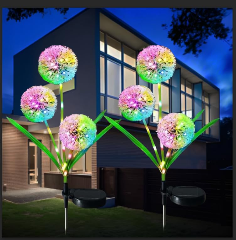 Hqynss Solar-Löwenzahnleuchten 2er-Set – Farbwechsel RGB-LED für Garten & Terrasse