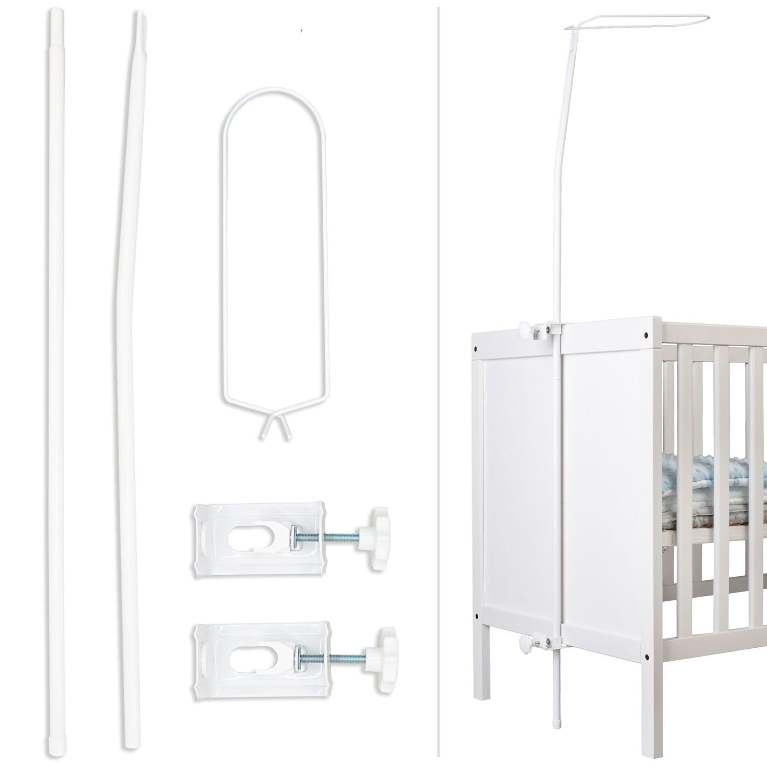 Babykajo Betthimmel Stange – Universelles Metallgestell für Babybetten