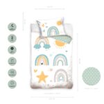 Kinderbettwäsche 100x135 cm aus 100% Baumwolle – Boho Regenbogen Design für Babys & Kleinkinder – Bild 3