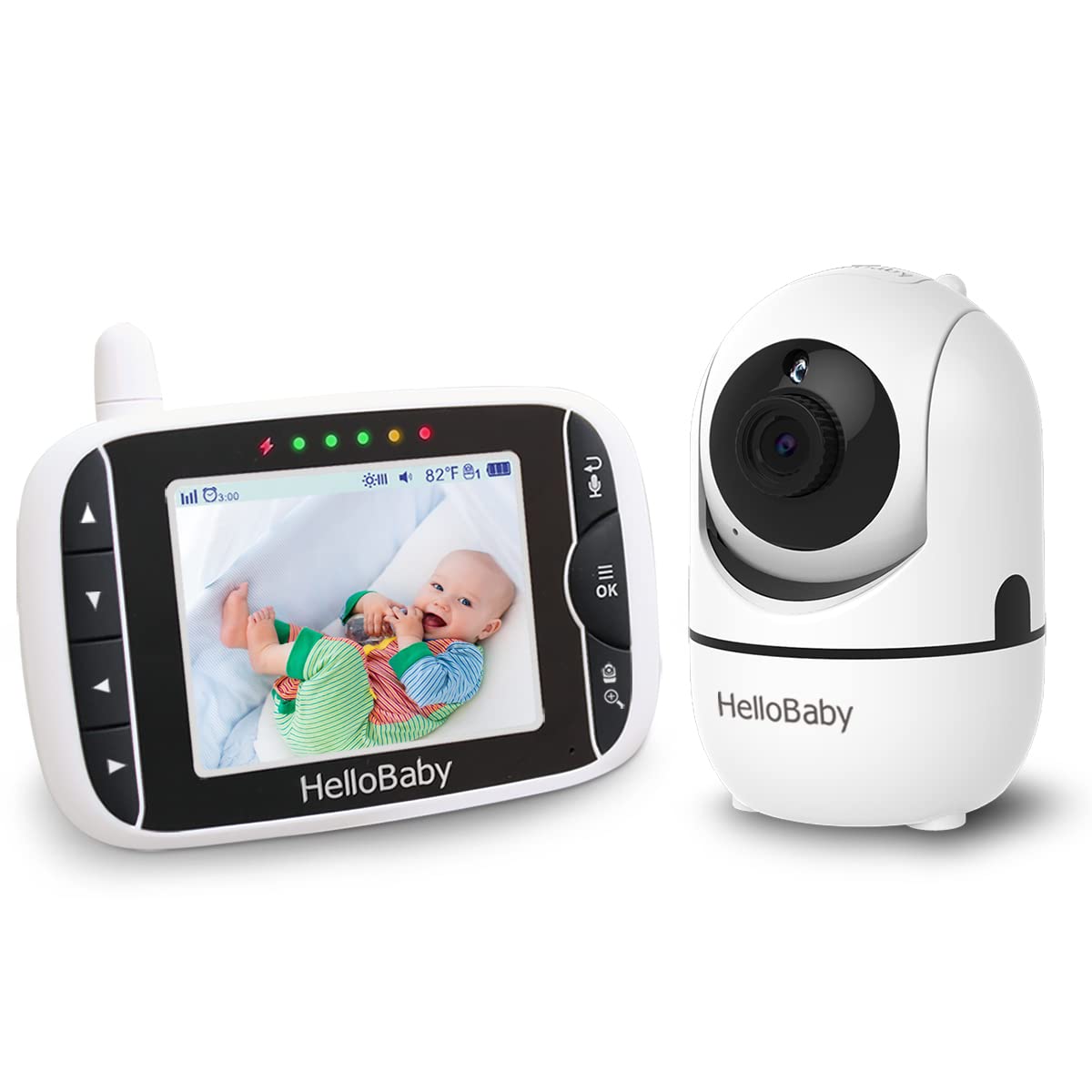 HelloBaby Video-Babyphone mit 3,2" Display – 355° Kamera, HD-Nachtsicht, ohne WLAN