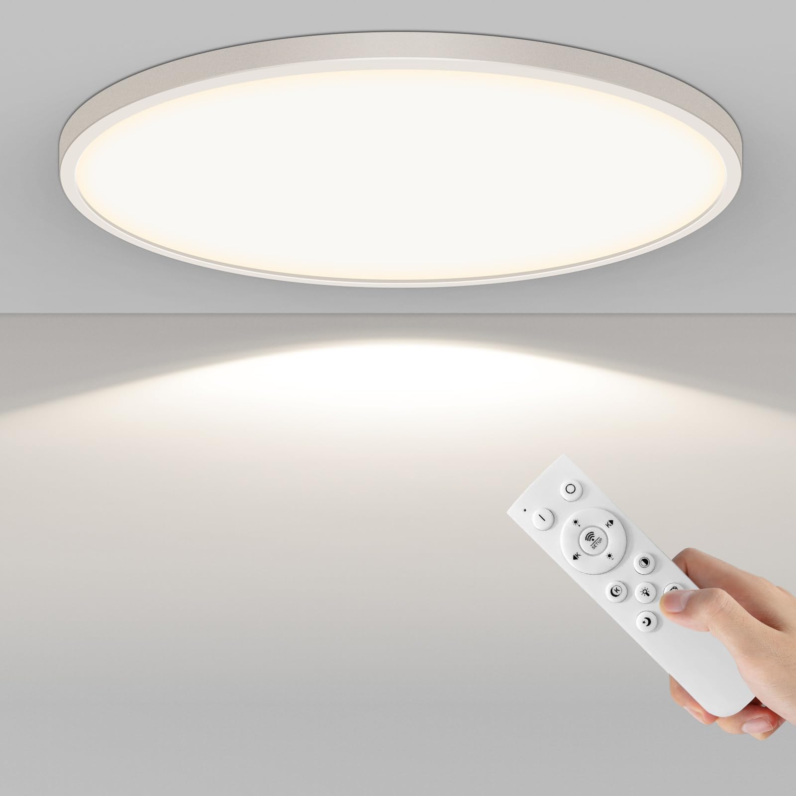 AprZLee Ø40cm LED-Deckenleuchte 38W – Dimmbar mit Fernbedienung für Wohnzimmer & Bad