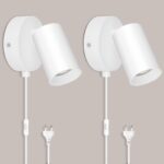 TaFiCo 2er Wandlampe GU10 mit Schalter & Stecker – 350° drehbar für Wohnzimmer & Schlafzimmer