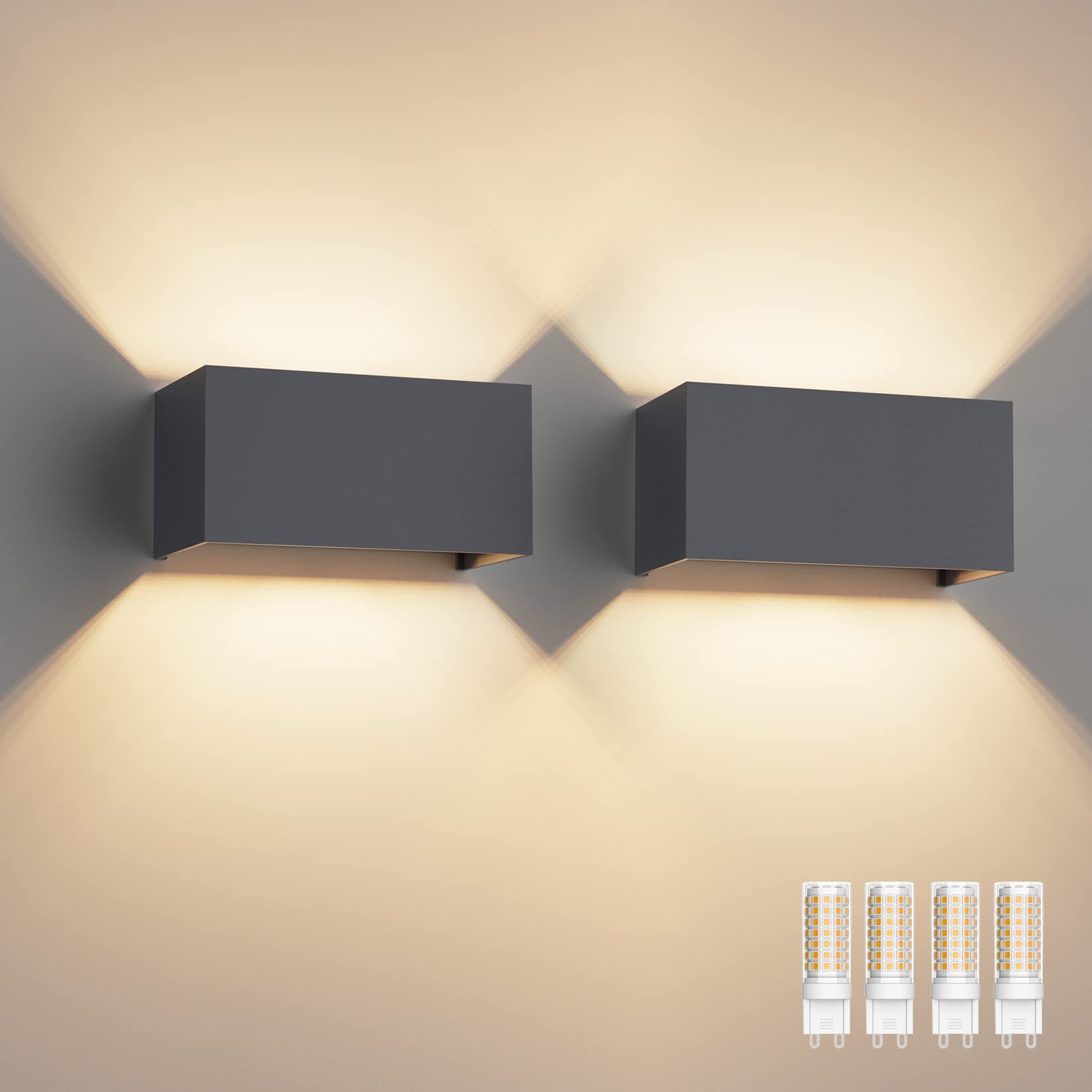 Klighten 2er Set 18W LED-Wandleuchte mit G9 Fassung – Verstellbar für Garten & Wohnraum
