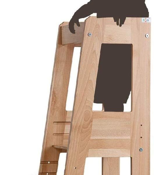 tiSsi® Lernturm Felix – Mitwachsender Montessori Entdeckerturm aus Buche, höhenverstellbar