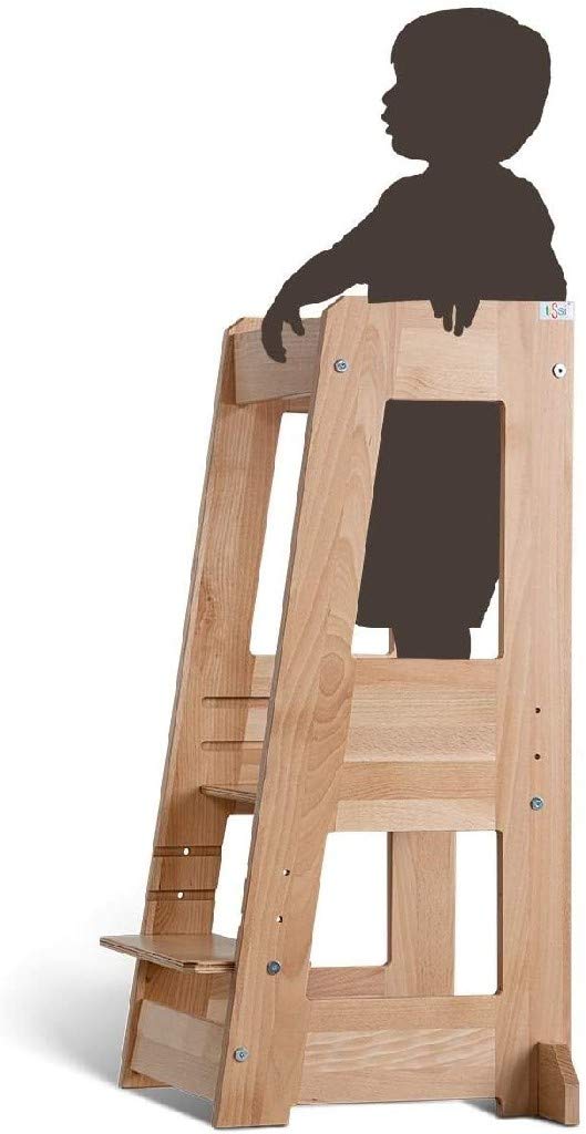 tiSsi® Lernturm Felix – Mitwachsender Montessori Entdeckerturm aus Buche, höhenverstellbar