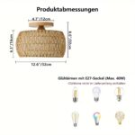 KUOP Deckenleuchte Ø32cm mit Rattan Lampenschirm – Vintage Boho für Wohnzimmer – Bild 4