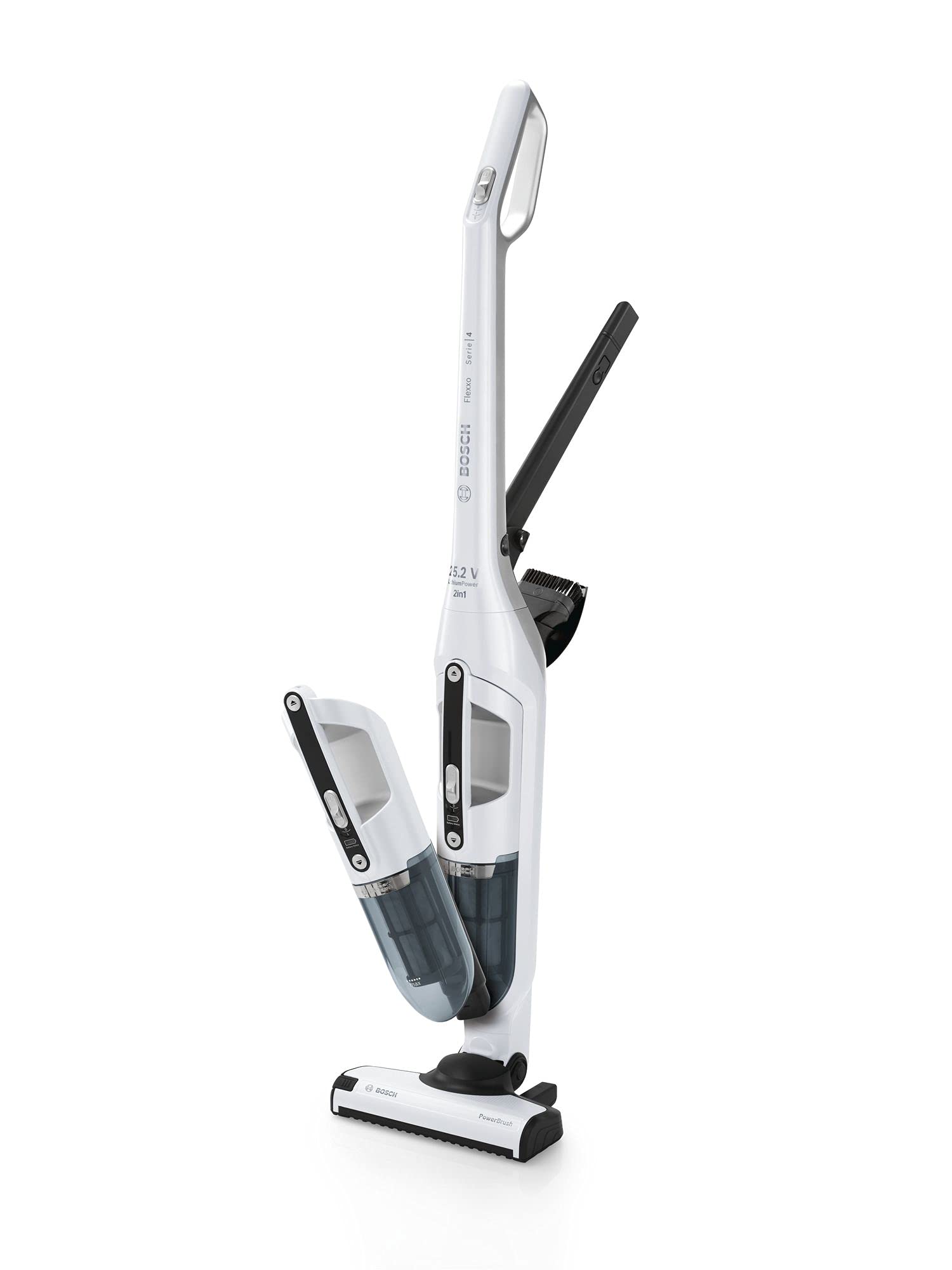Bosch Flexxo Serie 4 2-in-1 Akkusauger weiß – 55 Min. Laufzeit für alle Oberflächen