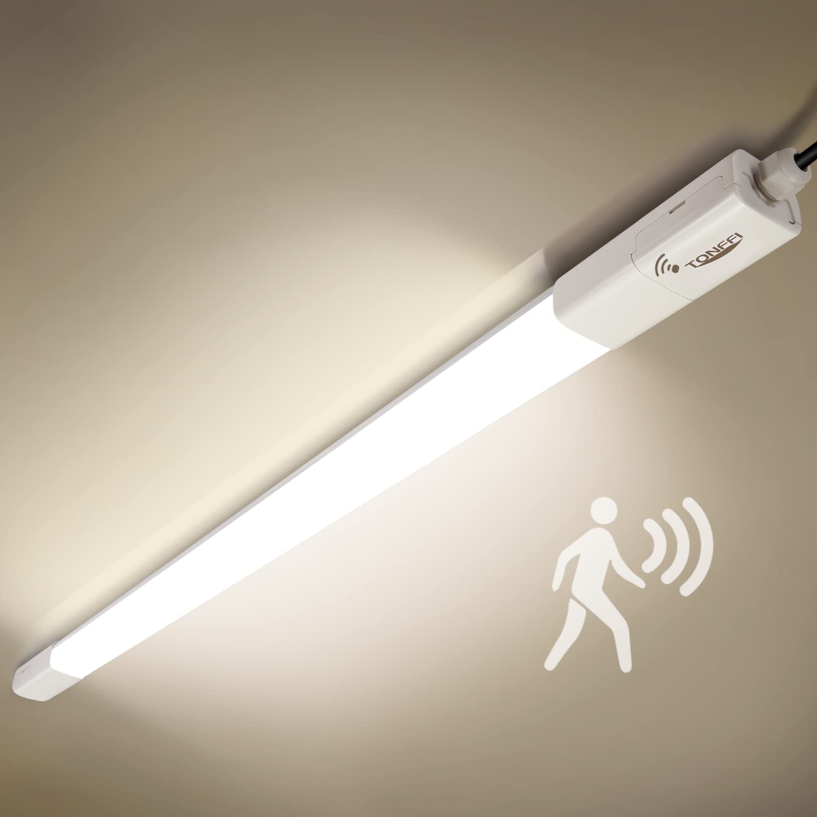 TONFFI 36W 115cm LED Feuchtraumleuchte mit Bewegungsmelder – IP65 Sensor Röhrenlampe für Garage & Werkstatt