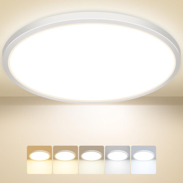 Peasur LED Deckenleuchte 24W Rund – Ultradünn mit 5 Farbtemperaturen für Bad & Wohnraum