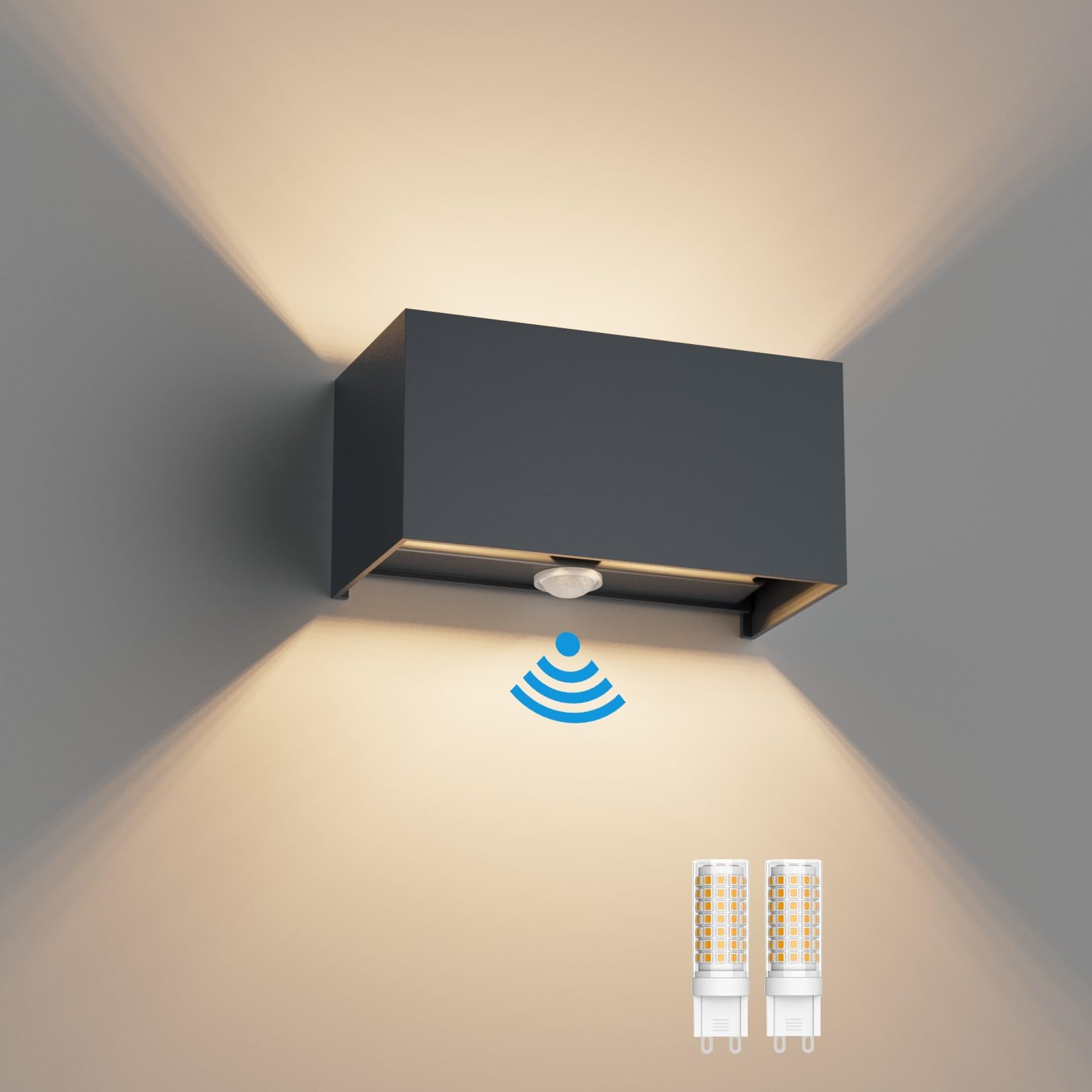 Klighten 18W Aussenwandleuchte mit Bewegungsmelder – Warmweiss 3000K IP54 für Garten