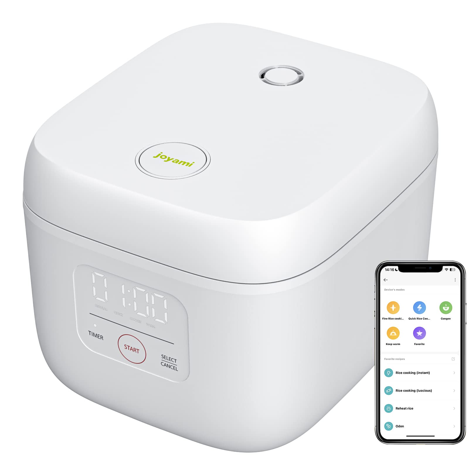 JOYAMI Mini Smart Reiskocher 0,8L mit Antihaftbeschichtung – Intelligente Kochsteuerung für 1–3 Personen