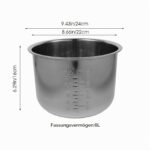 HOMSFOU Reiskocher Innentopf Edelstahl mit Messskala – 6 L Ersatztopf für Reis & Mehrzweckkochen – Bild 2