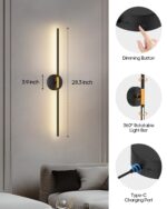 GOODEA 72cm Akku-Wandleuchte 2er-Set – 350° drehbar, Fernbedienung & Timer für Innenräume – Bild 7