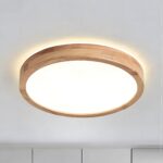 WayLuoung LED-Deckenleuchte Ø30cm Holz 18W 3000K – Warmweiss Naturholz für jeden Raum