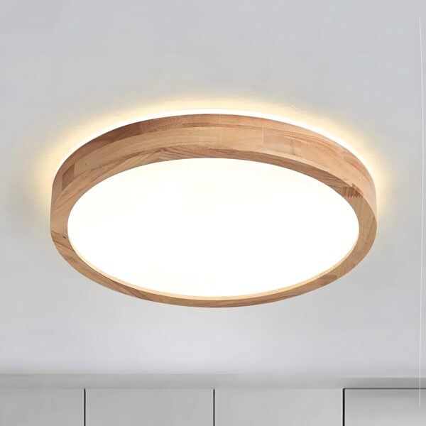WayLuoung LED-Deckenleuchte Ø30cm Holz 18W 3000K – Warmweiss Naturholz für jeden Raum