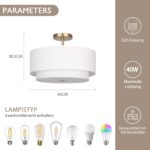 CALOKES Deckenlampe Ø40 cm Weiß mit Goldenem Rahmen – Dimmbar, 3×E27, Modernes Design – Bild 2