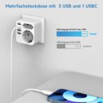 Rwest X Mehrfachsteckdose 6-in-1 mit USB-A, USB-C & 2 Euro-Steckdosen – Bild 2