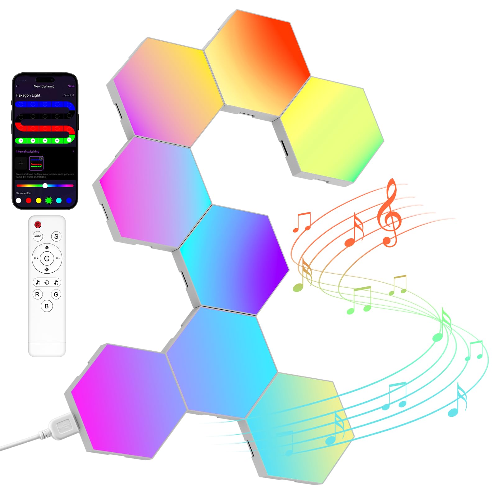 Kangtaixin Hexagon LED Gaming Wandleuchte – 8er Set RGB Panels mit App & Musik-Sync