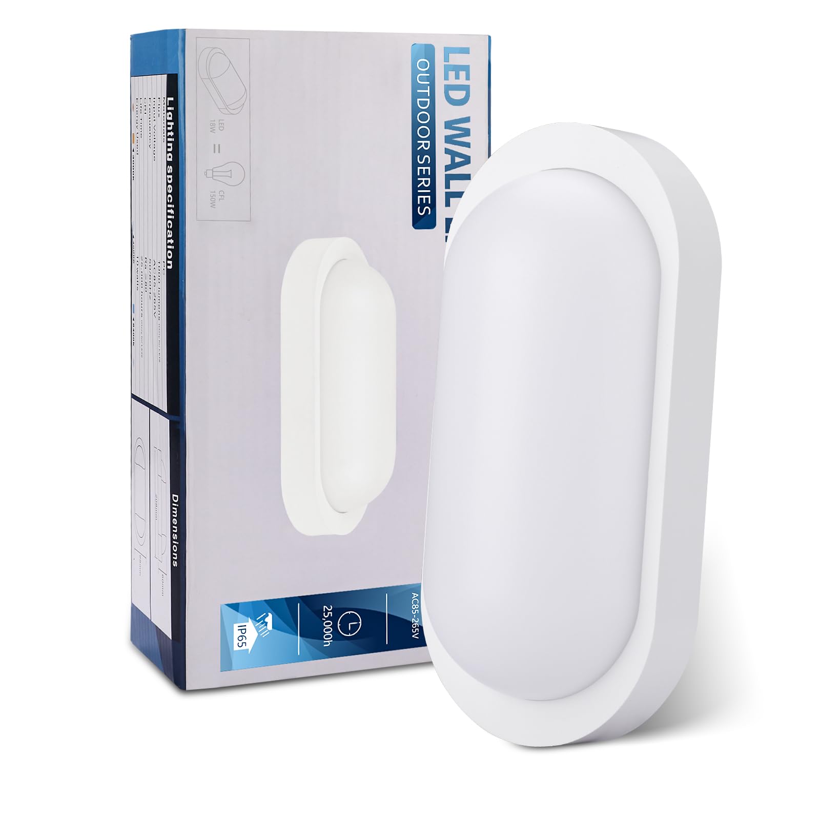 Oraymin LED Feuchtraumleuchte 18W 1710lm IP65 – Energiesparend für Bad, Keller & Garage