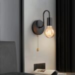 Lightess Vintage Wandlampe Industrial Schwarz mit Zugschalter – E27 Wandleuchte für jeden Raum – Bild 7