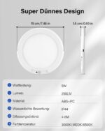 Leselux Akku Deckenlampe 19cm mit Bewegungsmelder – Kabellose LED-Deckenleuchte dimmbar – Bild 8
