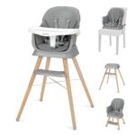 Ezebaby Hochstuhl 6 in 1 mit Holzbeinen – Multifunktionaler Kinderstuhl ab 6 Monate