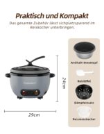 Eamoment 1L Reiskocher mit Dampfgarer – Antihaftbeschichtung für 1–5 Personen – Bild 2