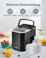 Silonn Eiswürfelmaschine – 9 Eiswürfel in 6 Min., tragbar mit Selbstreinigung – Bild 2
