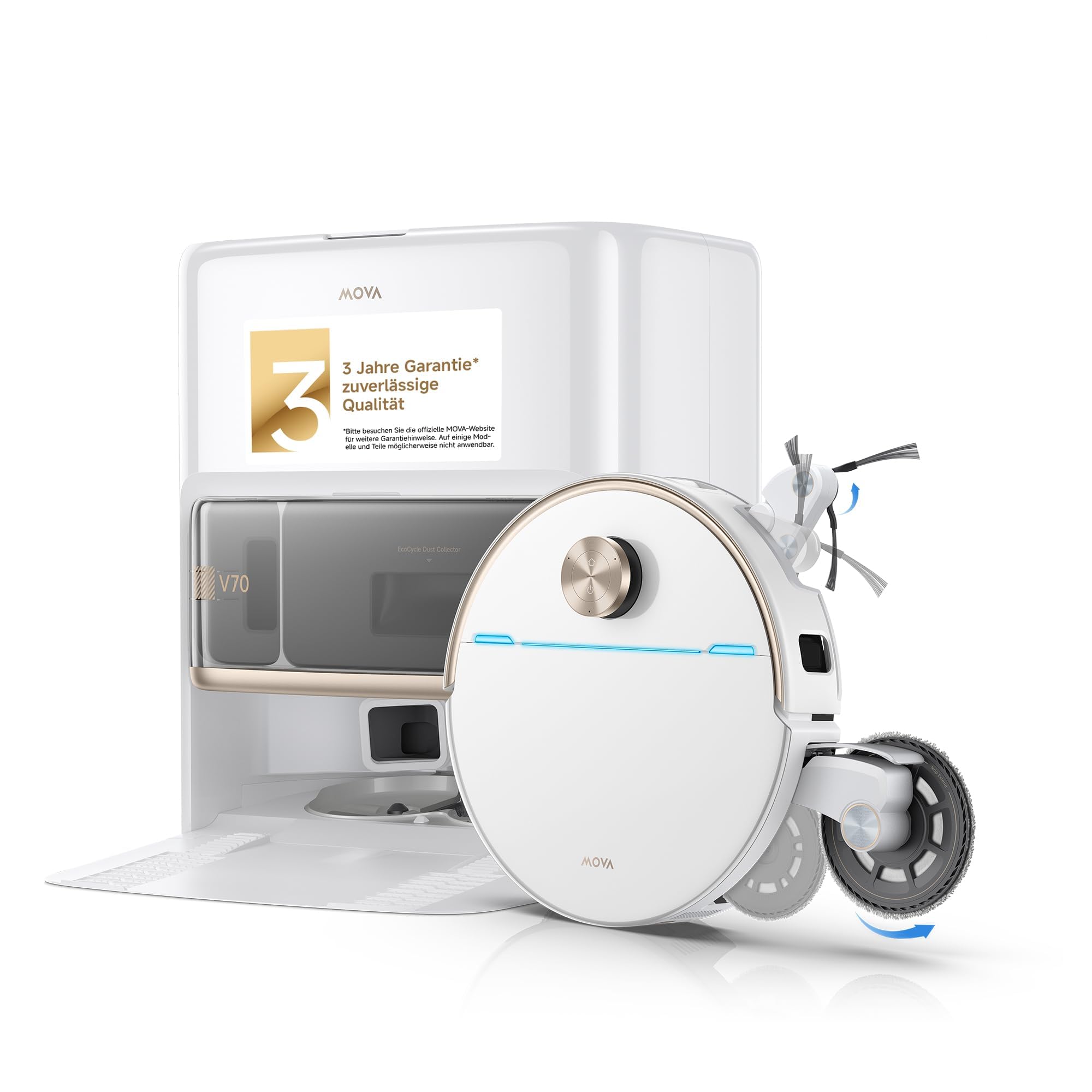 MOVA V70 Ultra Complete Saugroboter mit Wischfunktion – 40.000 Pa Saugkraft, Weiß