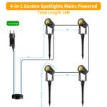 GLOBELIT LED Gartenstrahler 4er-Set 14M Kabel – 360° schwenkbar, IP65 wasserdicht, 3000K Warmweiss – Bild 2
