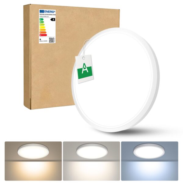 LED Deckenleuchte Ø23cm 7W 1700lm – Energieeffizient Klasse A mit 3 Farbtemperaturen