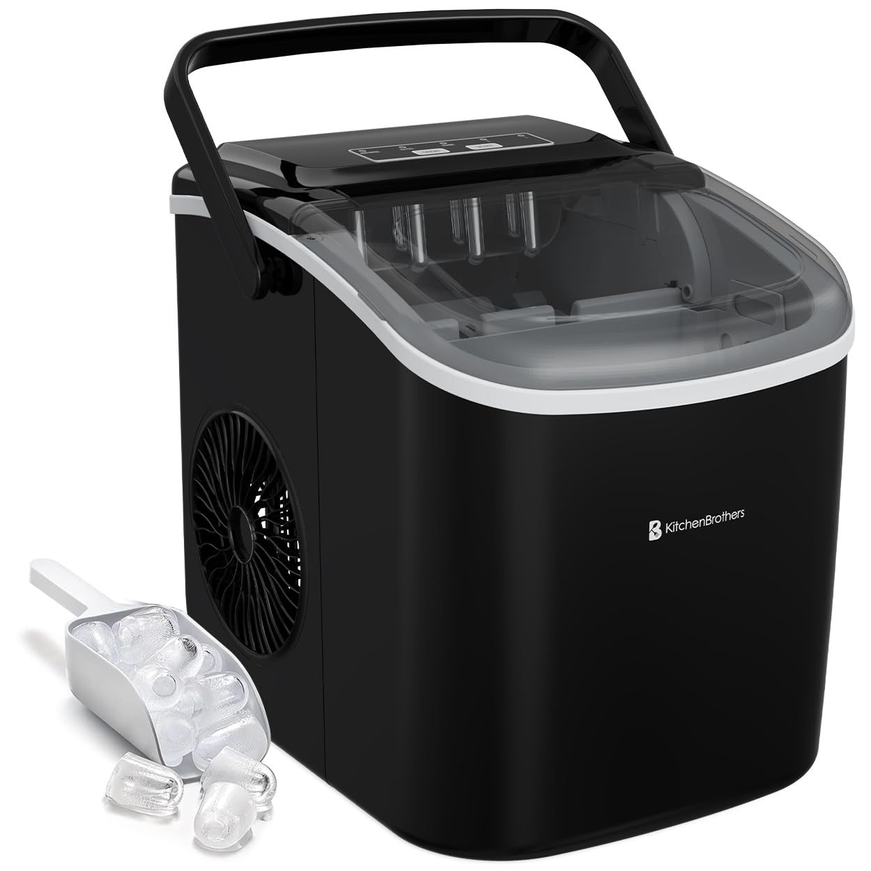 KitchenBrothers Eiswürfelmaschine – 12 kg Eis/24h, 2 Liter Tank, leise