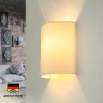 Licht-Erlebnisse Wandleuchte Weiß Creme mit Stoffschirm – Up Down Leuchte E27 für Schlafzimmer & Wohnzimmer – Bild 6